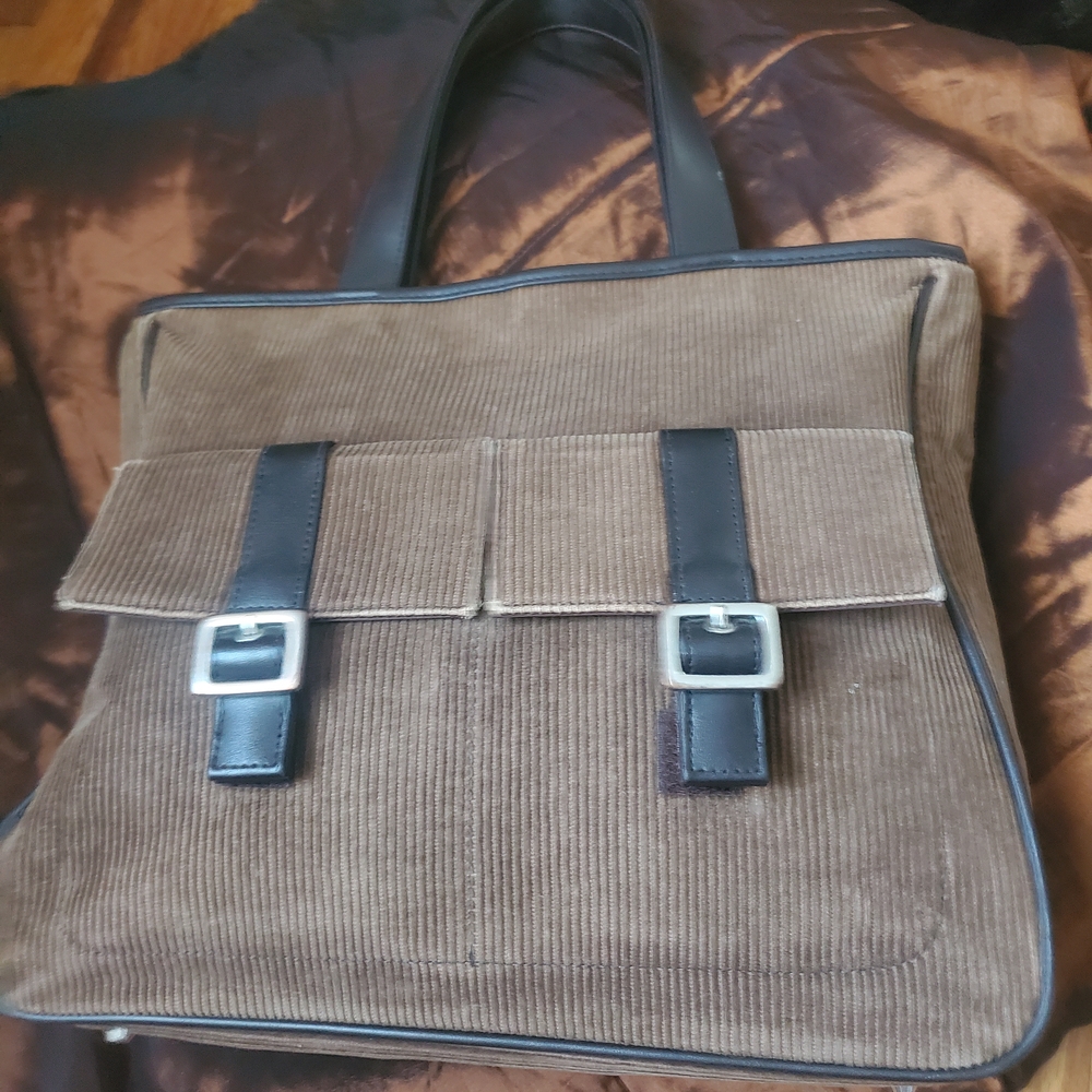 Max MARA WEEKEND Elegant Brown Corduroy Women's Shoulder Bag DARK BROWN LEATHER